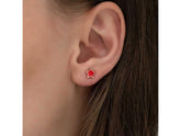 Boucles d'oreilles étoile rouge fluorescente en argent